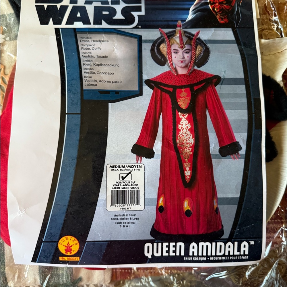 Vintage Rubies Star Wars Queen Amidala Kids Costume - Red Medium